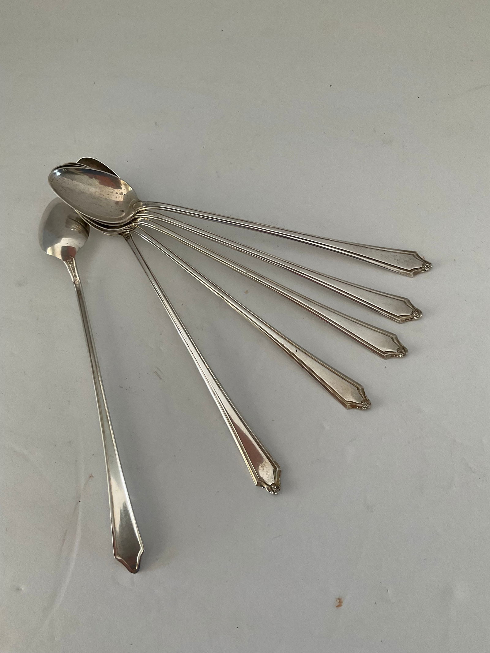 Six Antique Stamped 925 Sterling Iced Tea Spoons (1 of 6)