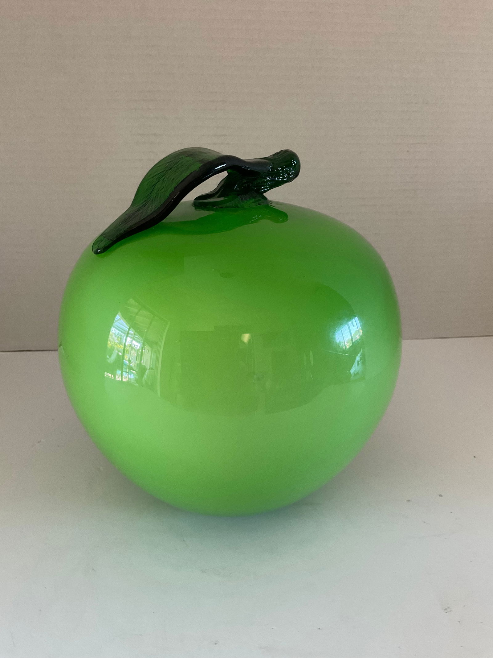 Very Large Green Murano Glass Blown Apple (1 of 4)