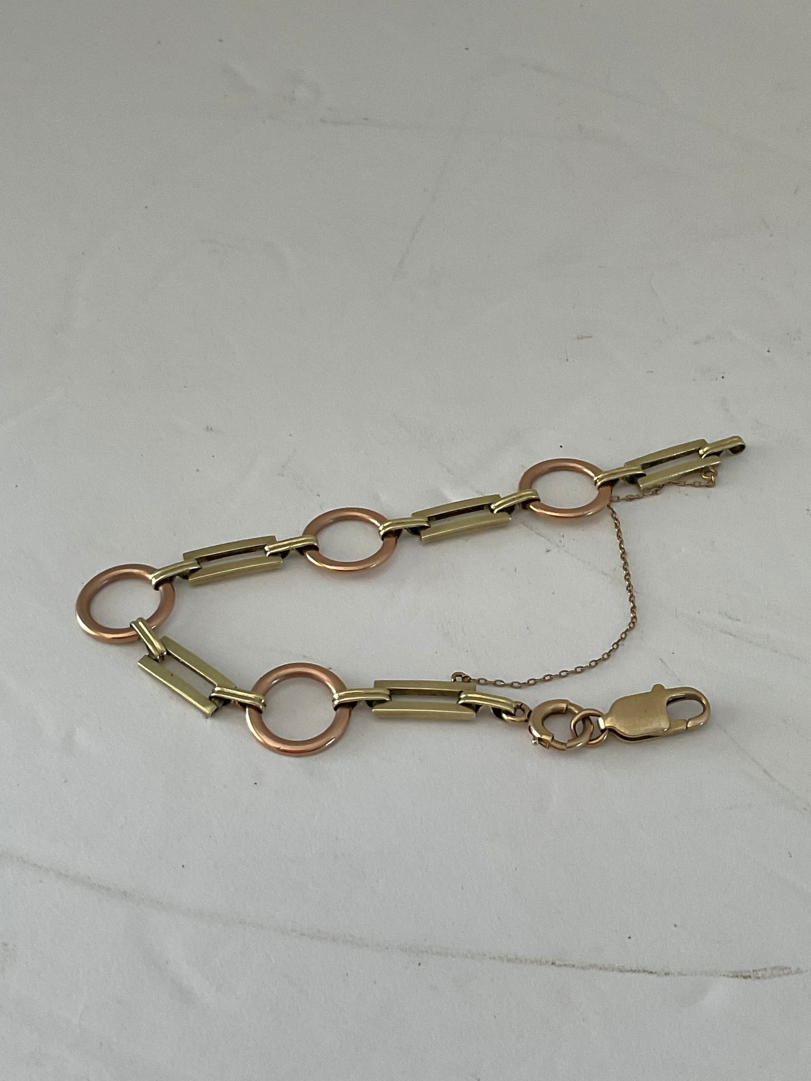 Early 1900's Rose and Yellow 14K Gold Deco Style Bracelet (1 of 5)