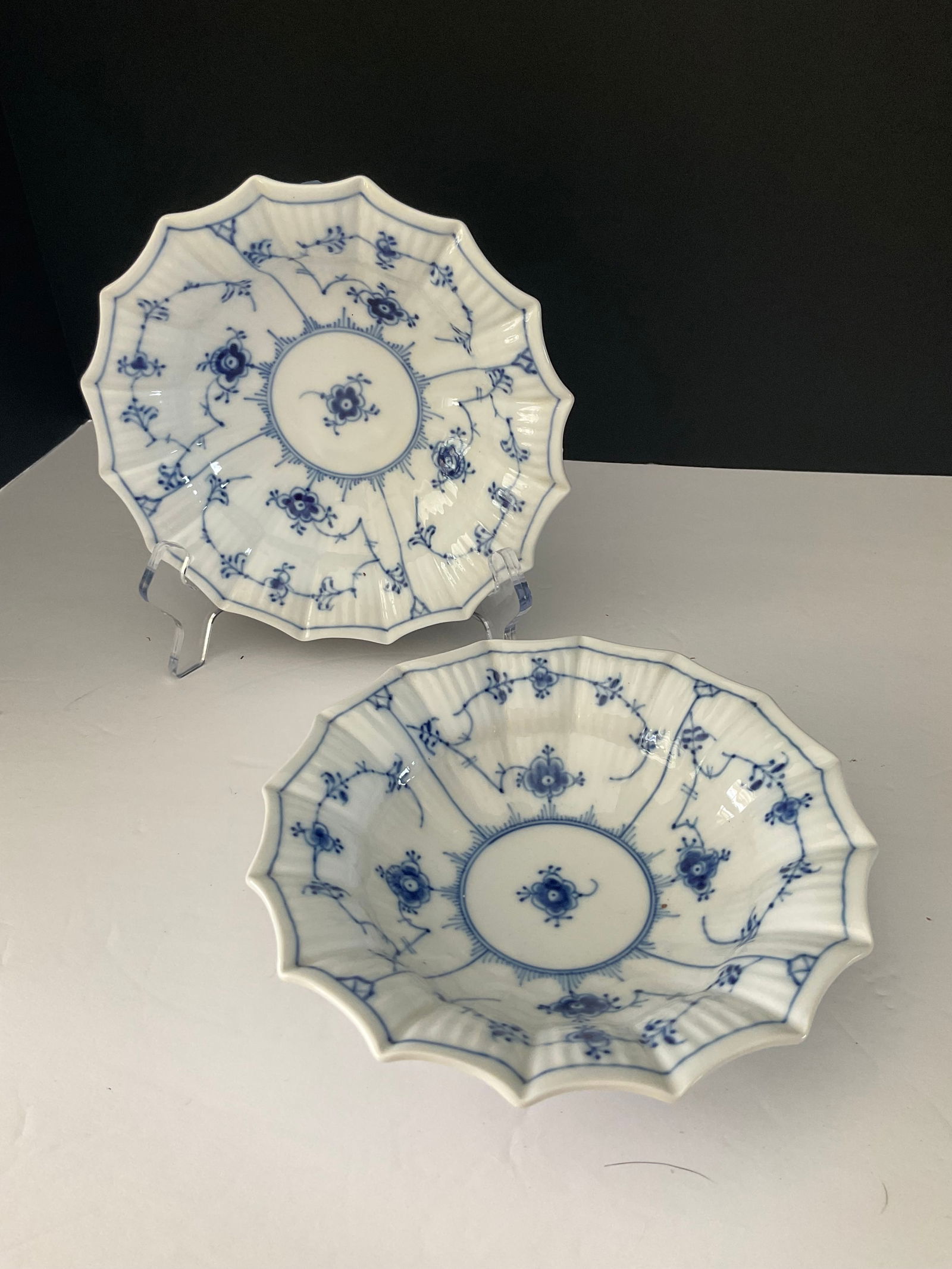Pair of Royal Copenhagen Blue Fluted Bowls Purchased in Denmark (1 of 7)