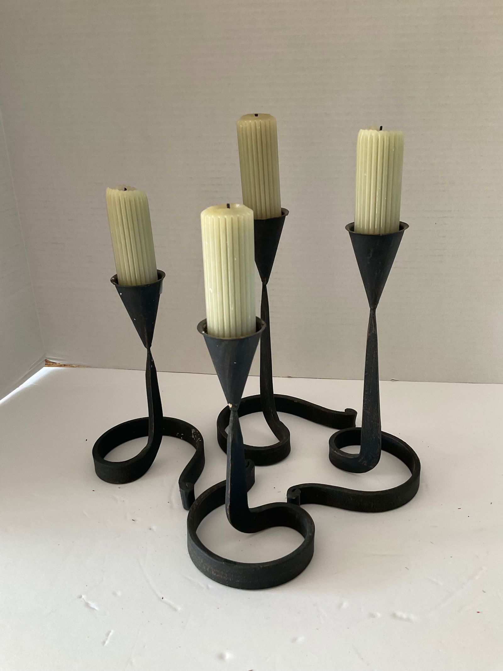 Set of Four Handmade Wrought Iron Candleholders (1 of 5)