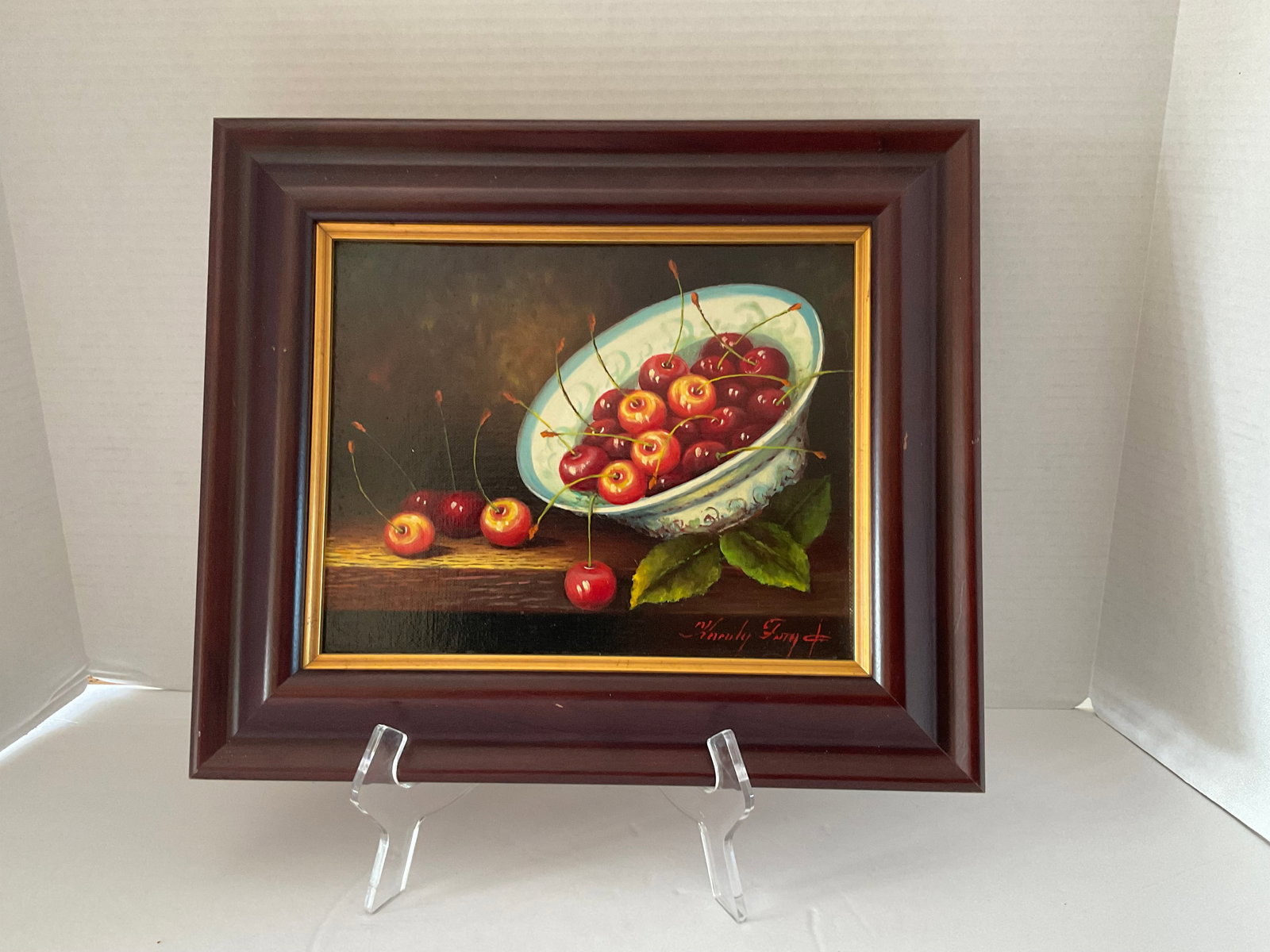 Original Oil on Canvas Still Life of Cherries (1 of 6)