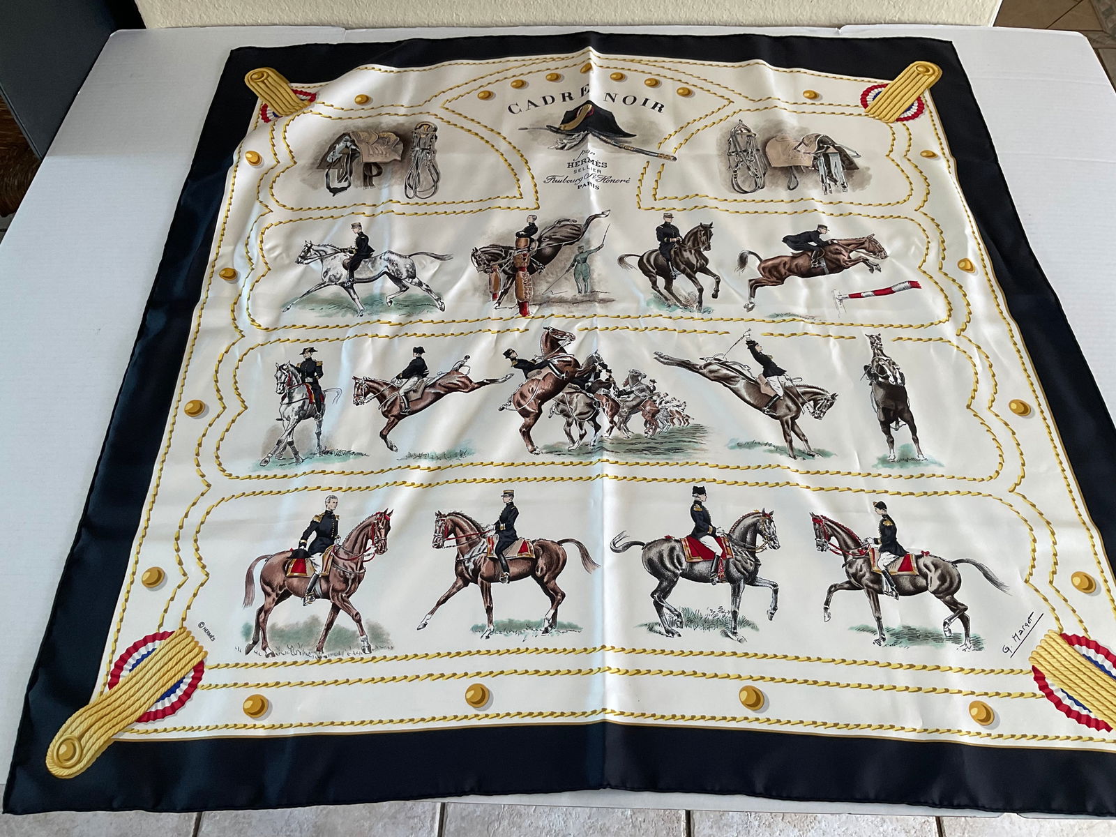 Rare Hermes "Cadre Noir" Silk Scarf signed G. Margot (1 of 8)