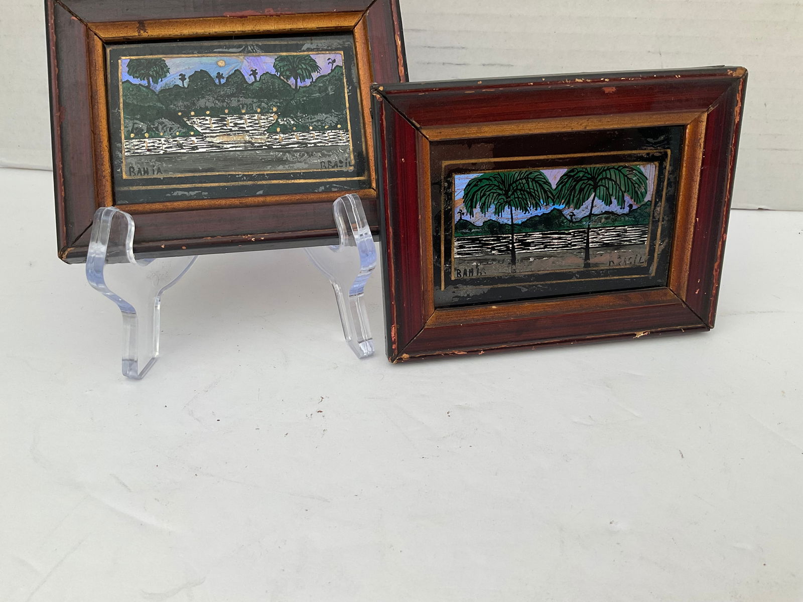 Pair of Rare Antique Brazilian Butterfly Landscapes in Miniature (1 of 8)