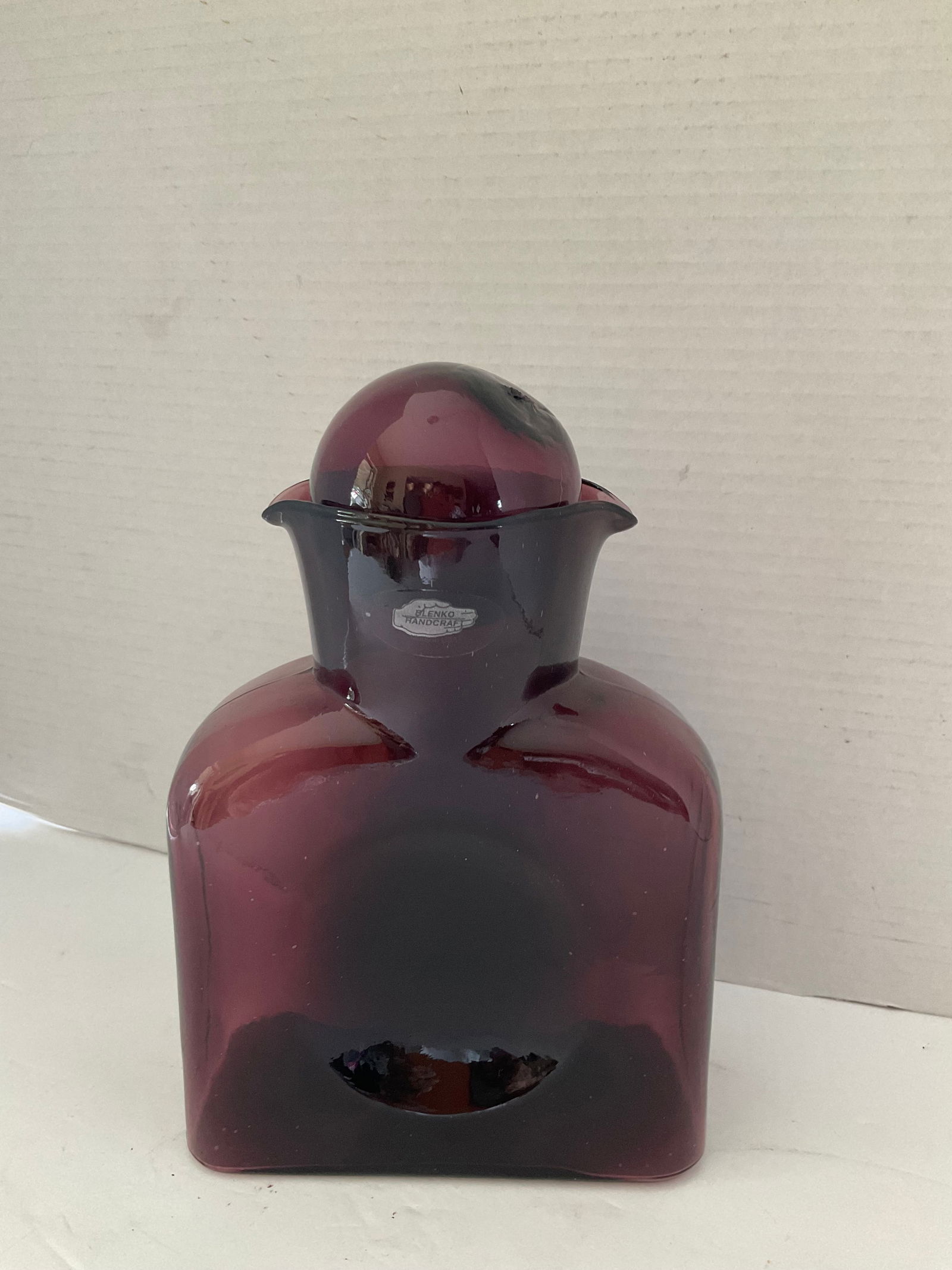 Rare Deep Purple Blenko Water Jug with Ball Stopper (1 of 5)