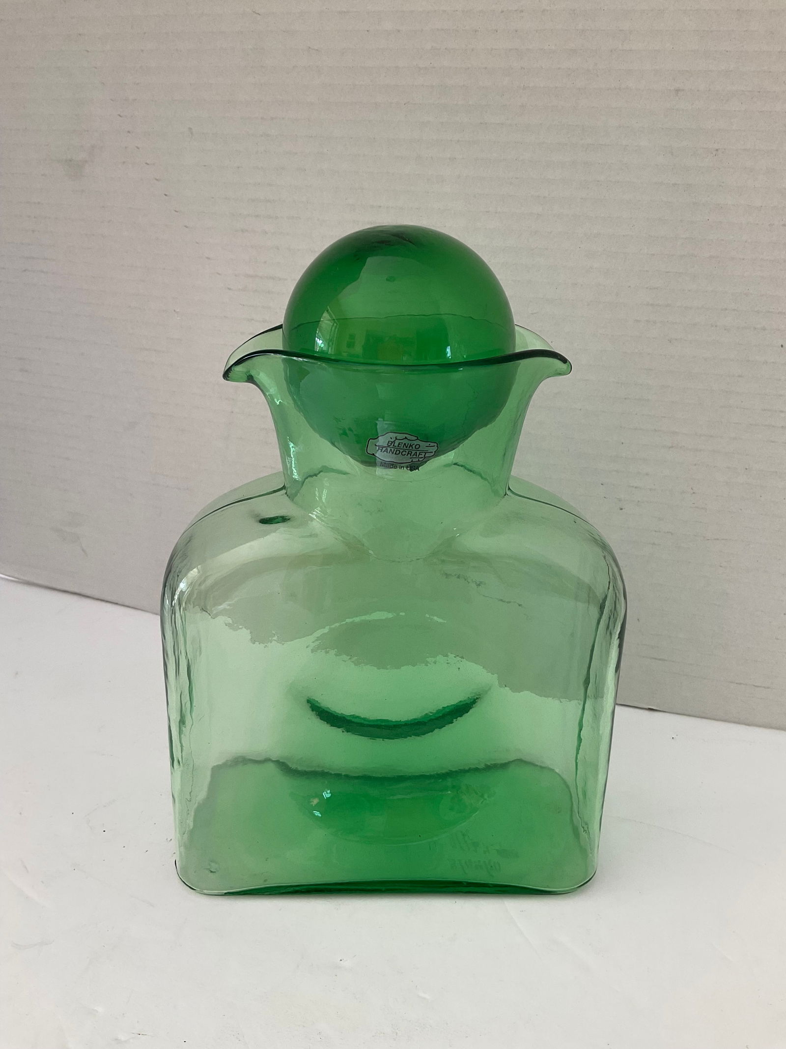 Rare Green Blenko Water Jug With Glass Orb Stopper (1 of 5)