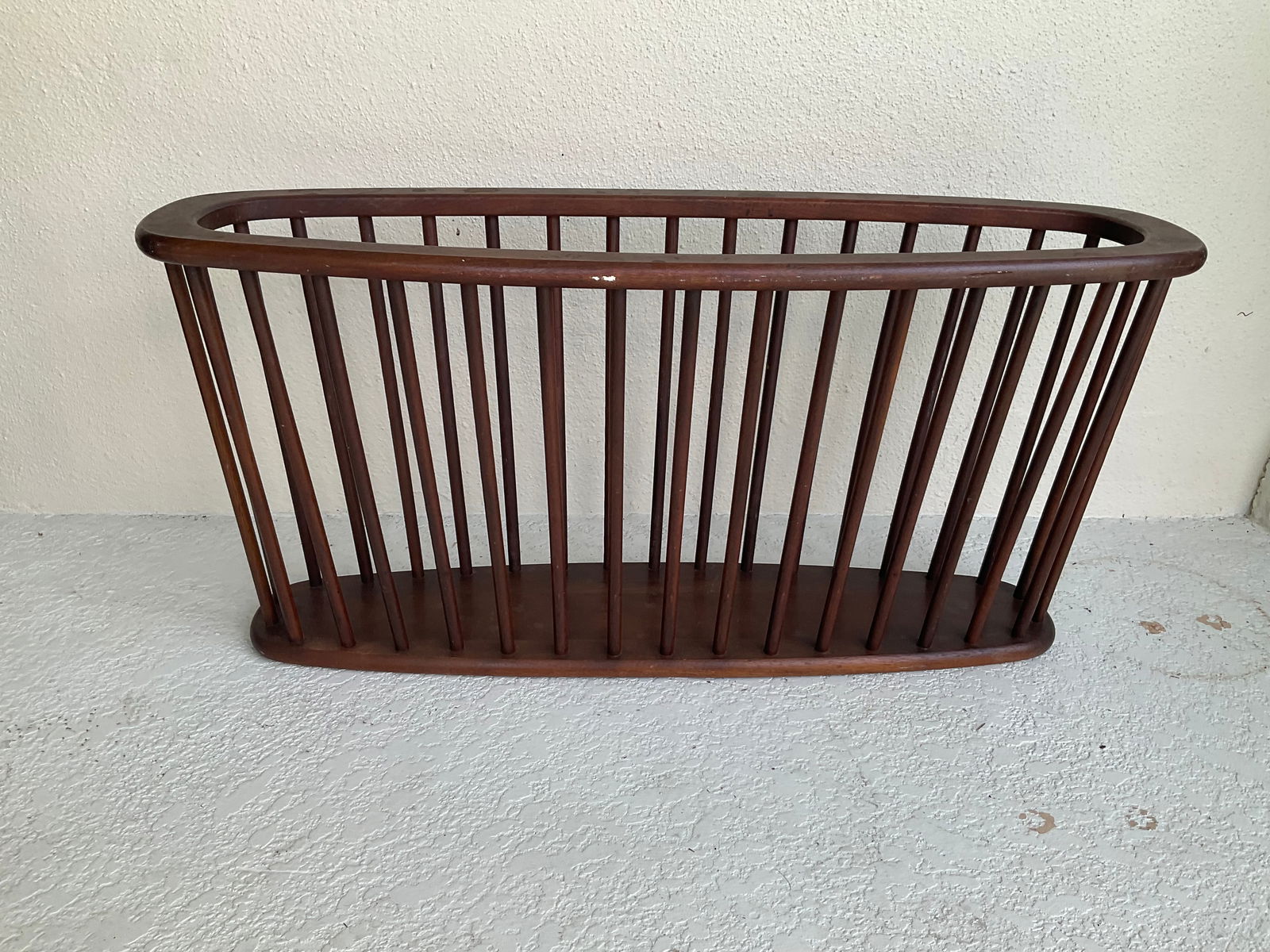 Huge Mid Century Walnut Oval Magazine Rack Attributed to Arthur Umanoff (1 of 6)