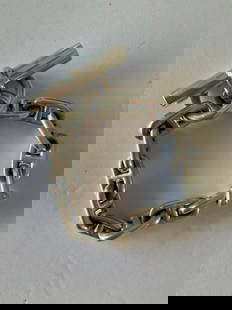 Hermes Vintage Chaine d'Ancre Sterling Bracelet: A vintage sterling silver Hermes heavy 8" Chaine d'Ancre link bracelet with toggle closure. Preowned. Stamped "Hermes, Made in France&rdquo; to one link see photos 84.4 grams in weight.