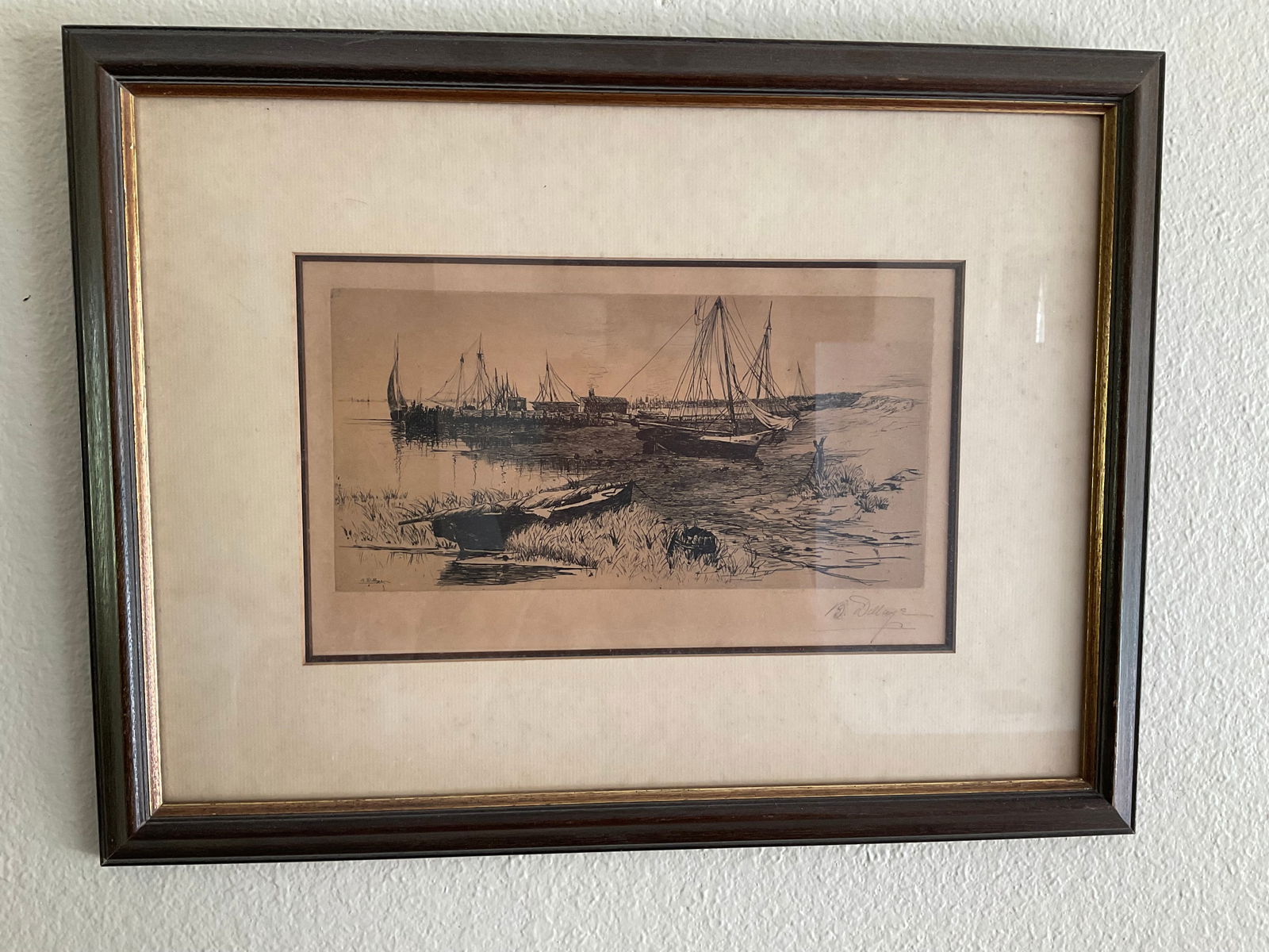 Blanche Annie Dillaye (b.1851 - d.1932) Original Etching: An original etching by Blanche Dillaye. Dillaye had a fascinating career as a significant contributor to the 19th century etching revival. As a woman this was an impressive feat at the time when the f