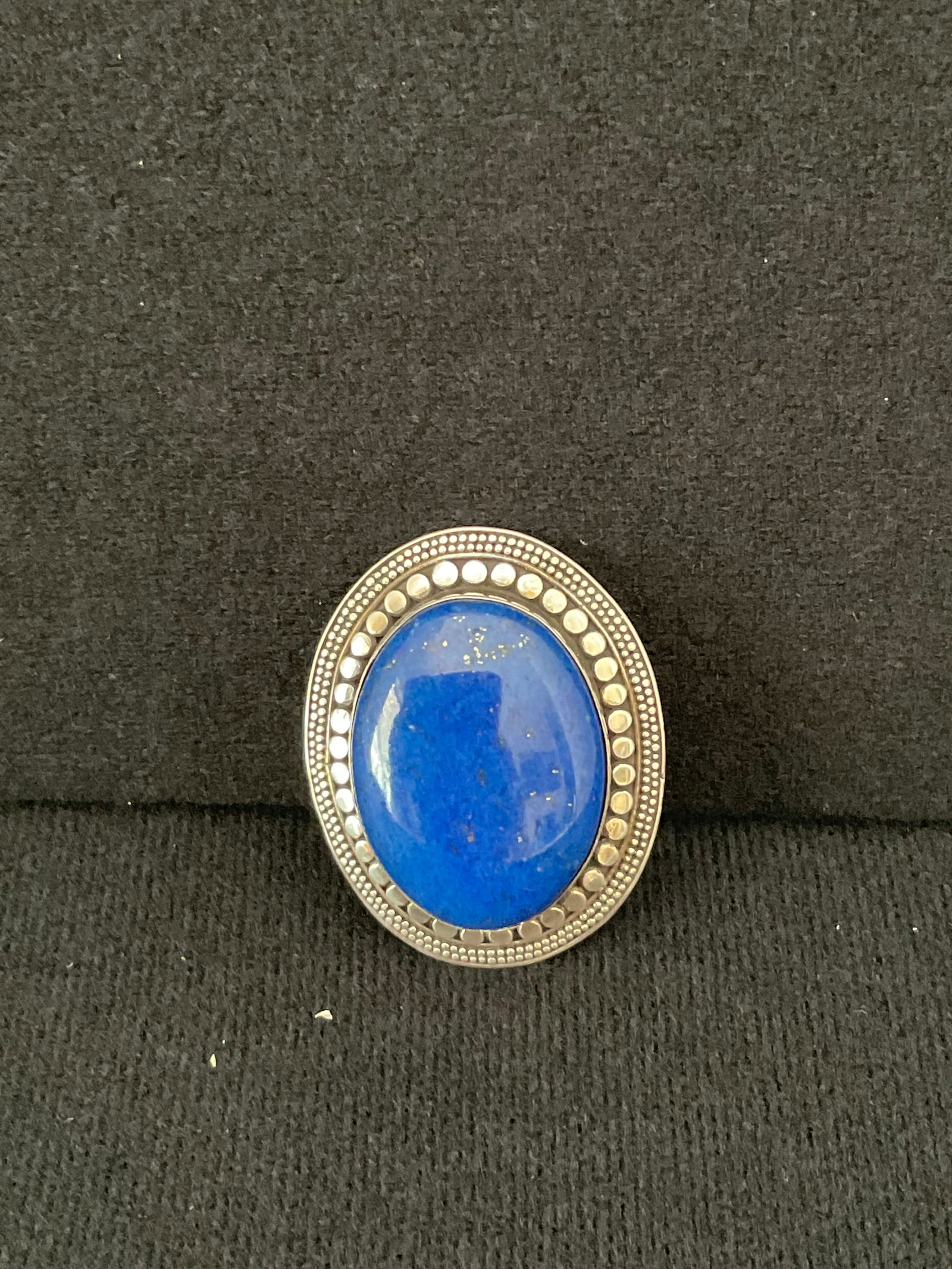 Stamped Sterling and Lapis Brooch/Pendant (1 of 5)