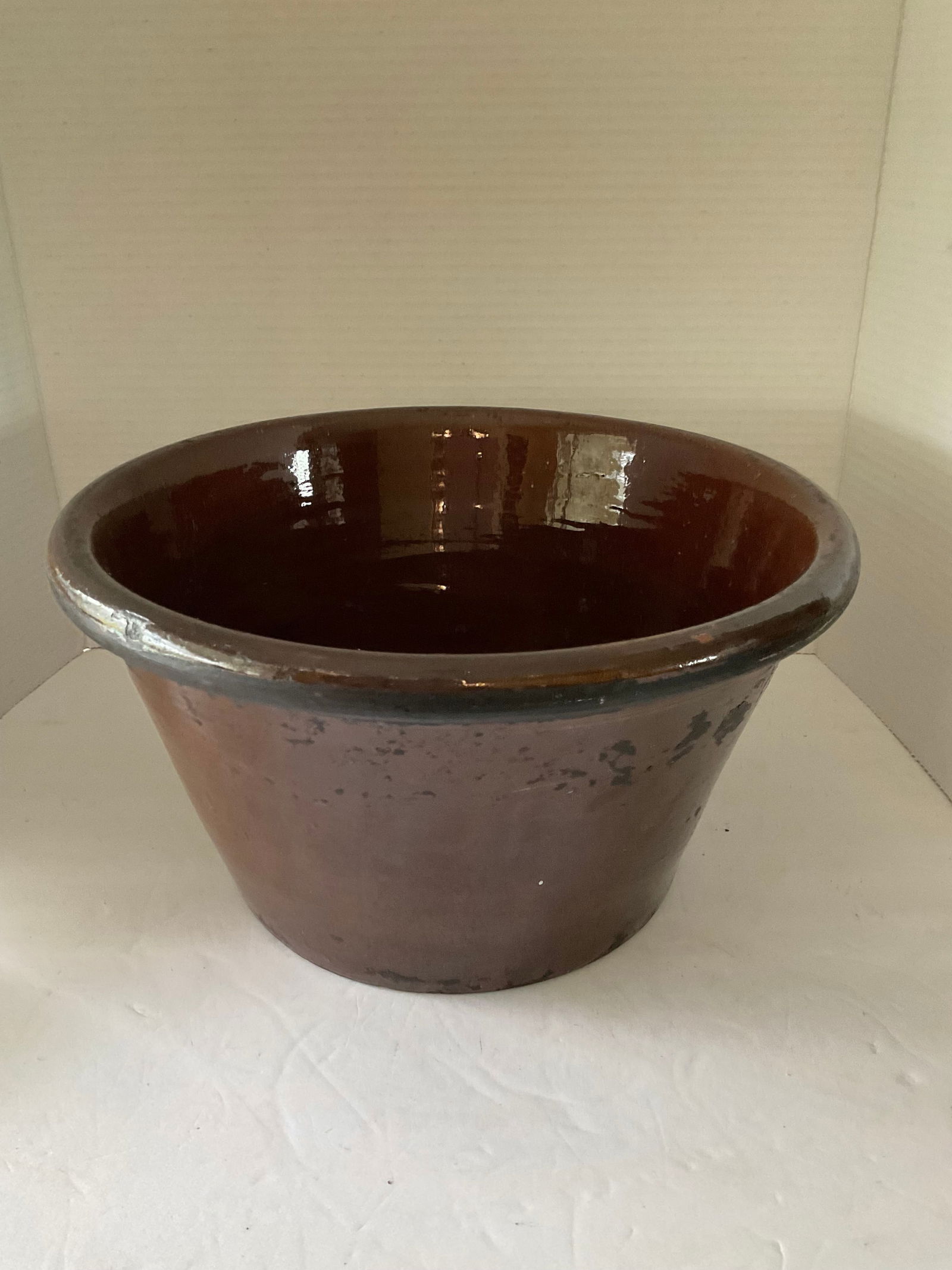 Large Primitive Glazed Redware Bowl (1 of 7)