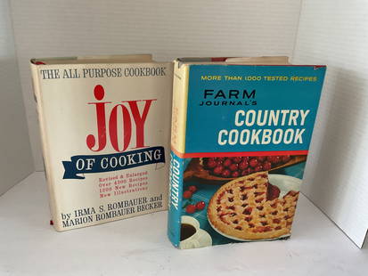 Two vintage Classic Cookbooks: Included are two vintage classic cookbooks. Farm Journal Country Cookbook 1959 de-luxe first edition and Joy of Cooking 1963 edition. Please see photos