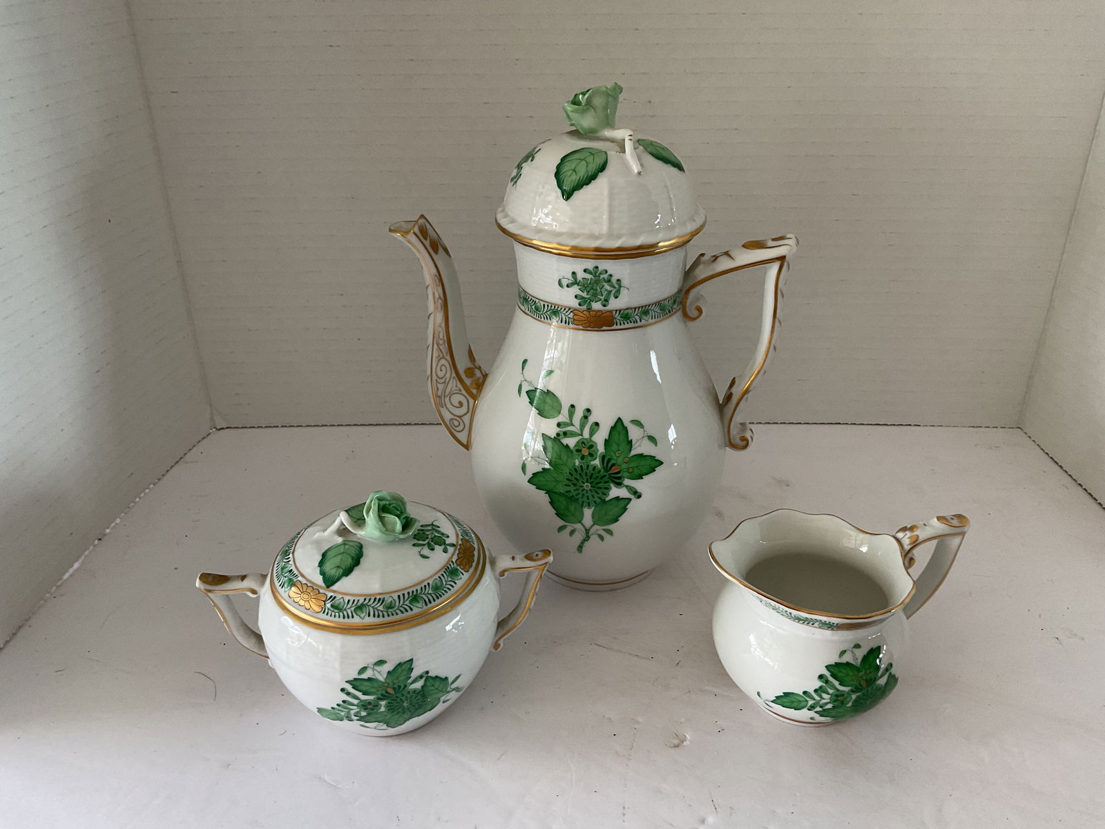 Antique Herend Coffee Pot, Sugar & Creamer (1 of 8)