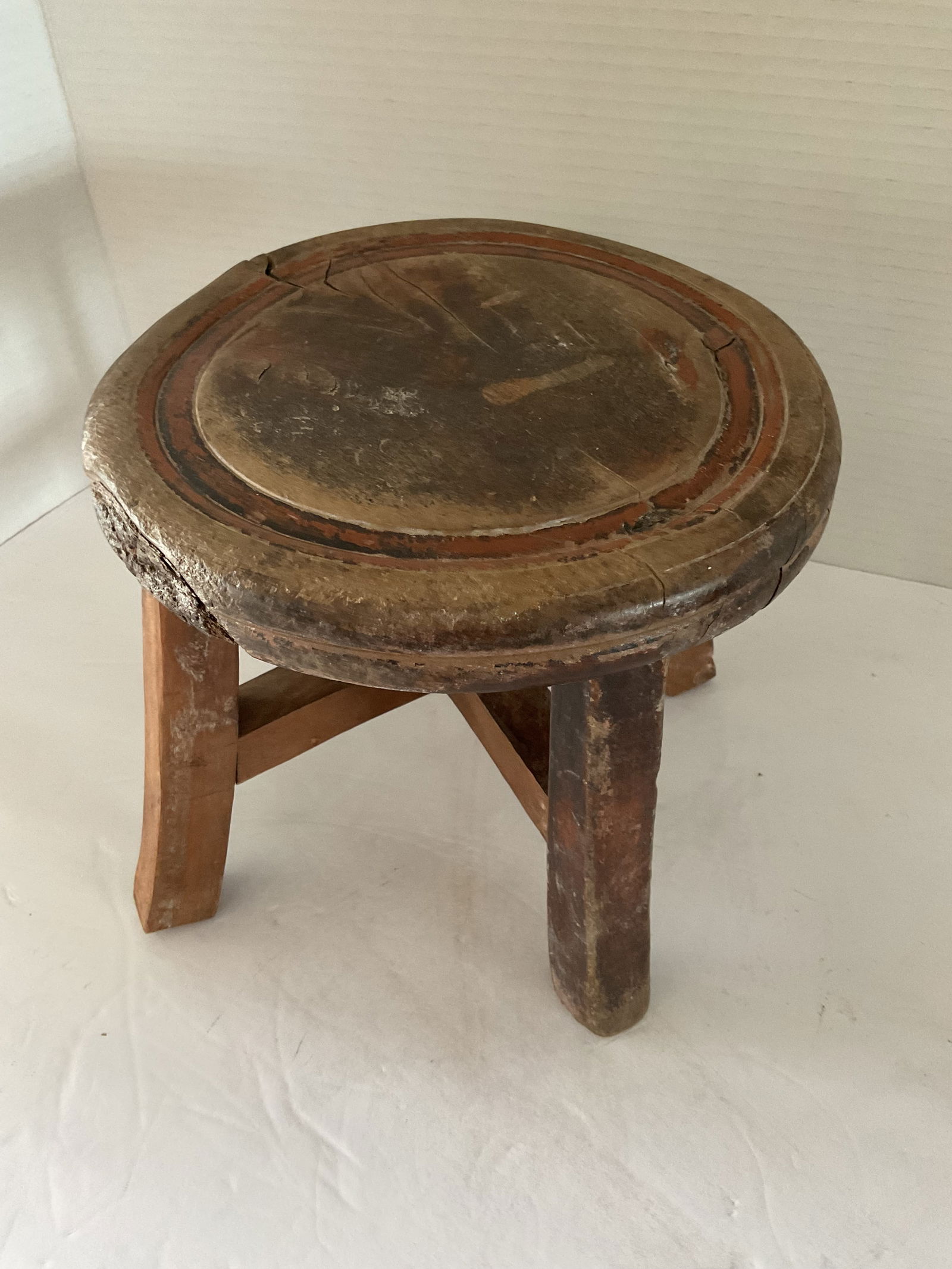 Small Primitive Wooden Stool (1 of 5)