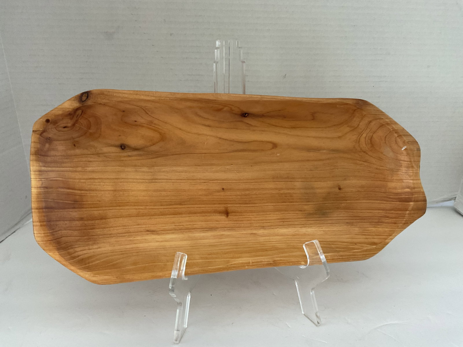 Hand Carved Wood Tray: A hand made wood tray. Beautiful blond wood, see photos. It measures 14.5" x 6".