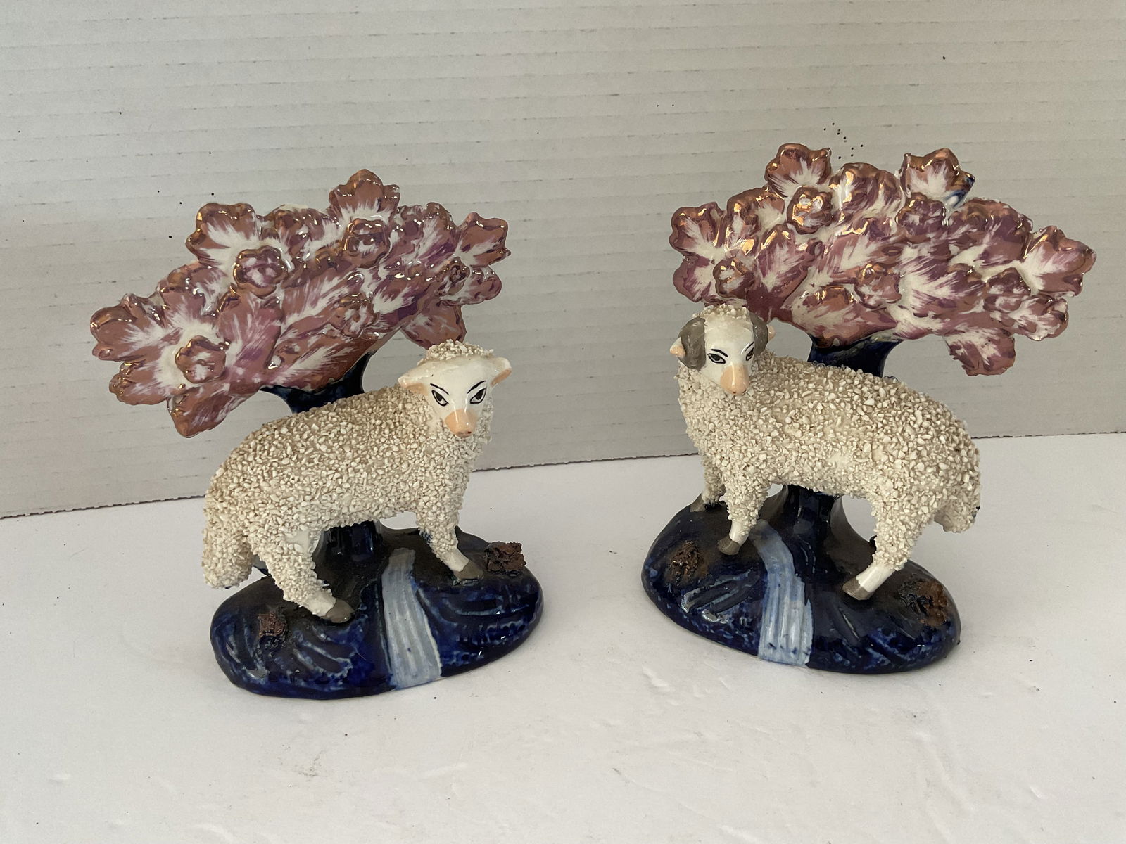Pair of Staffordshire Lamb Flatback Figurals (1 of 10)