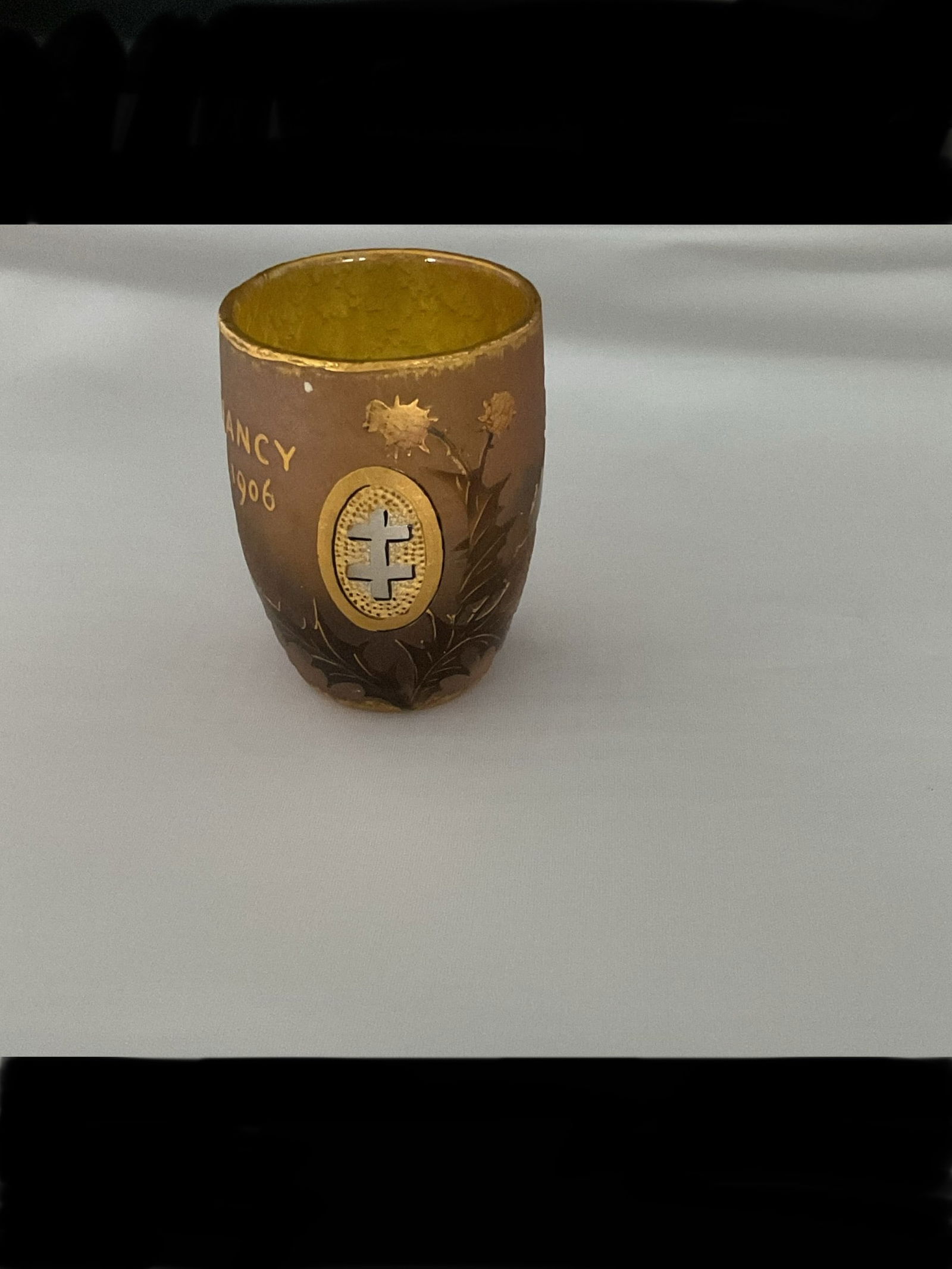 Rare Lorraine Cross Glass Chalice "Shot" from Daum Nancy, 1906 (1 of 6)