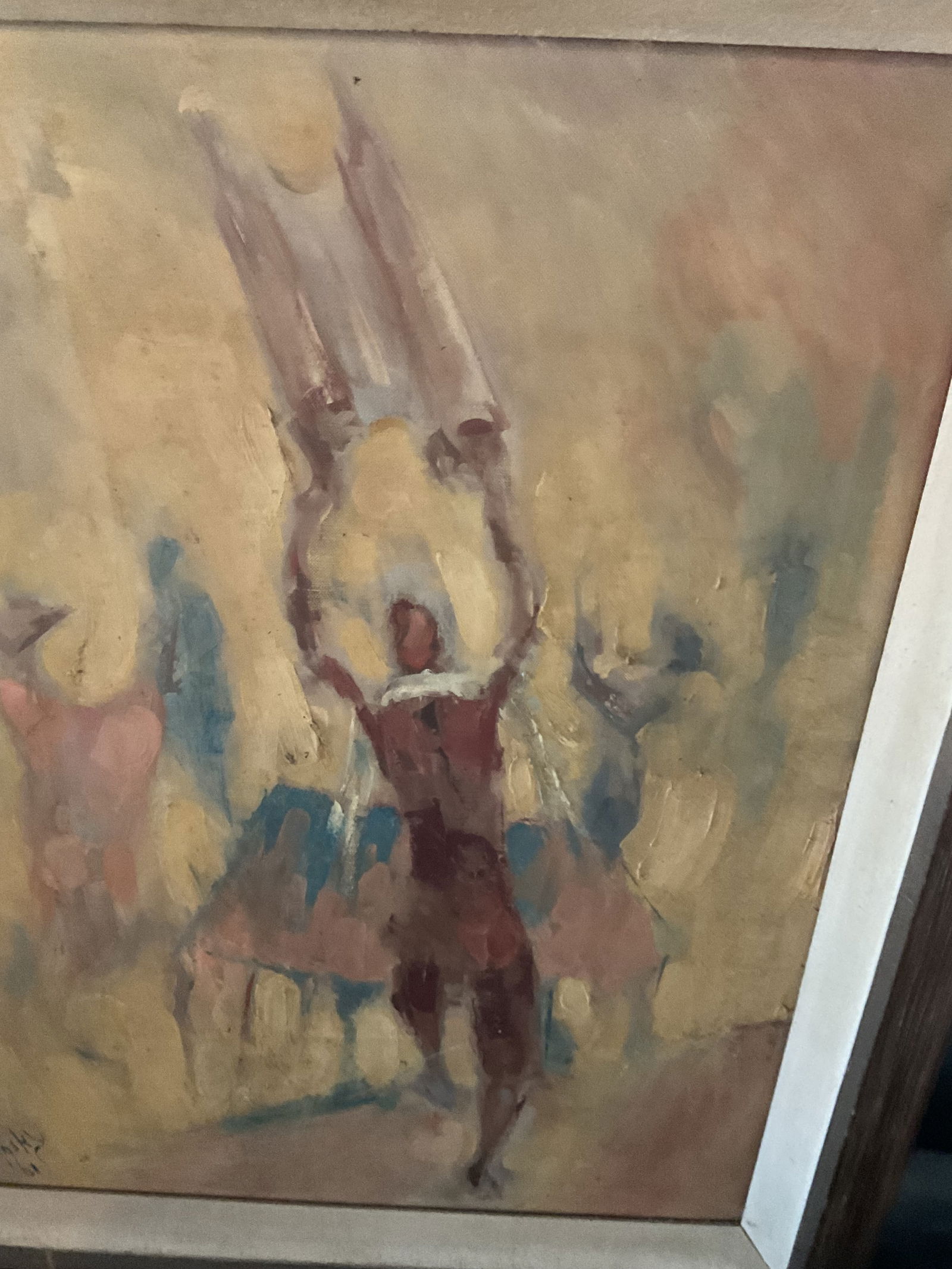 S. Kodensky Original Dance with the Torah: An original oil on canvas mid century painting by Samuel Kodensky (1910 -1974) Russian born American artist. Kodensky was known for his dynamic and expressive art. After moving to the United States, h