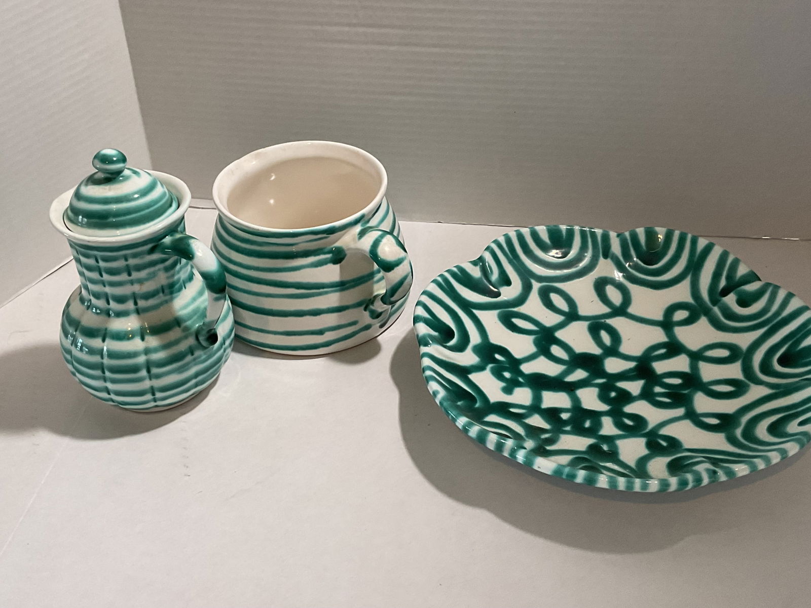 Gmundener Keramik Austrian "Green Flamed" Coffee Set (1 of 7)