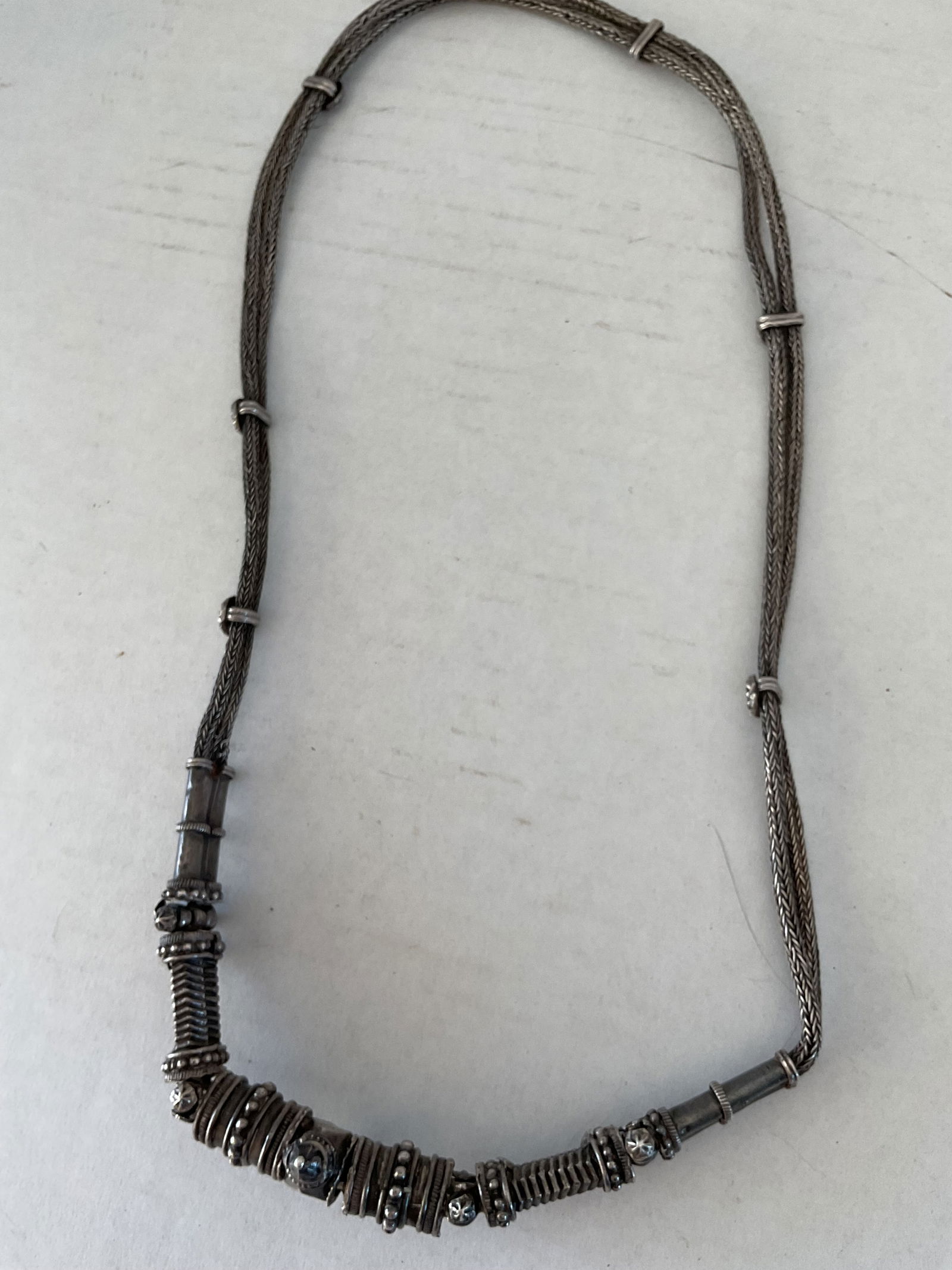 Heavy Sterling Necklace with Asian Design (1 of 6)