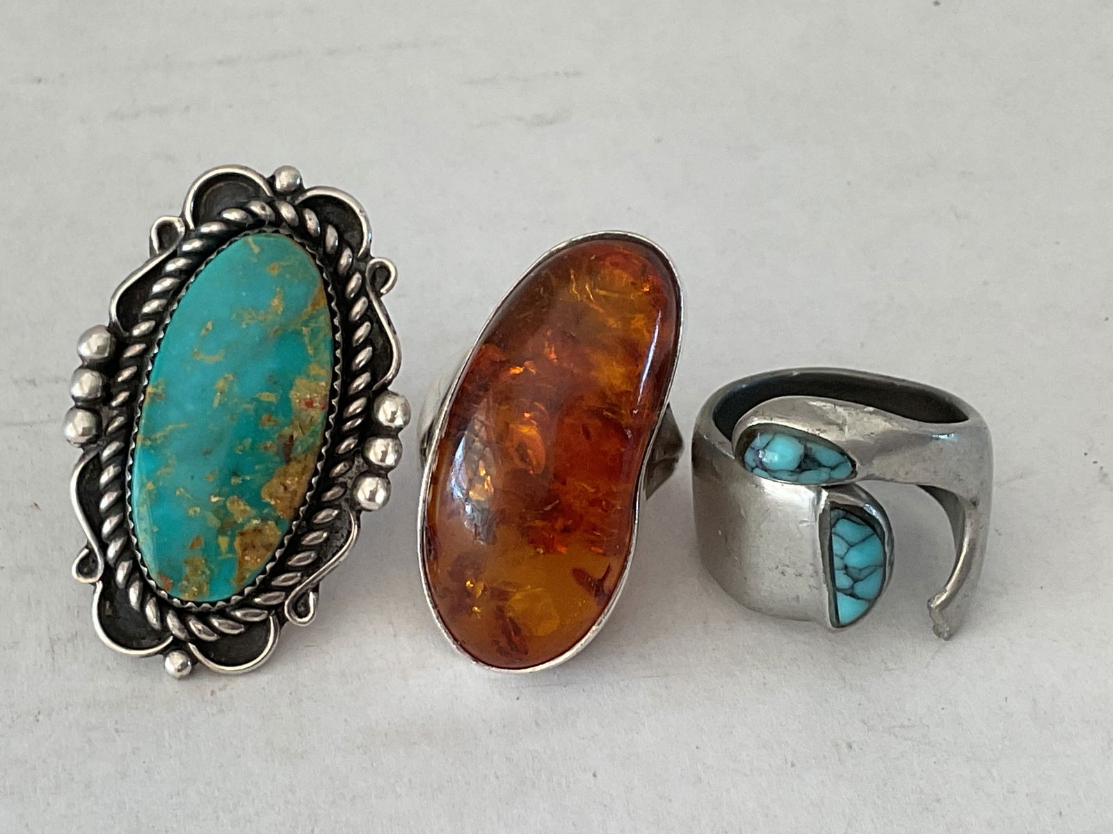 Trio of Vintage Sterling Rings with Stones (1 of 3)
