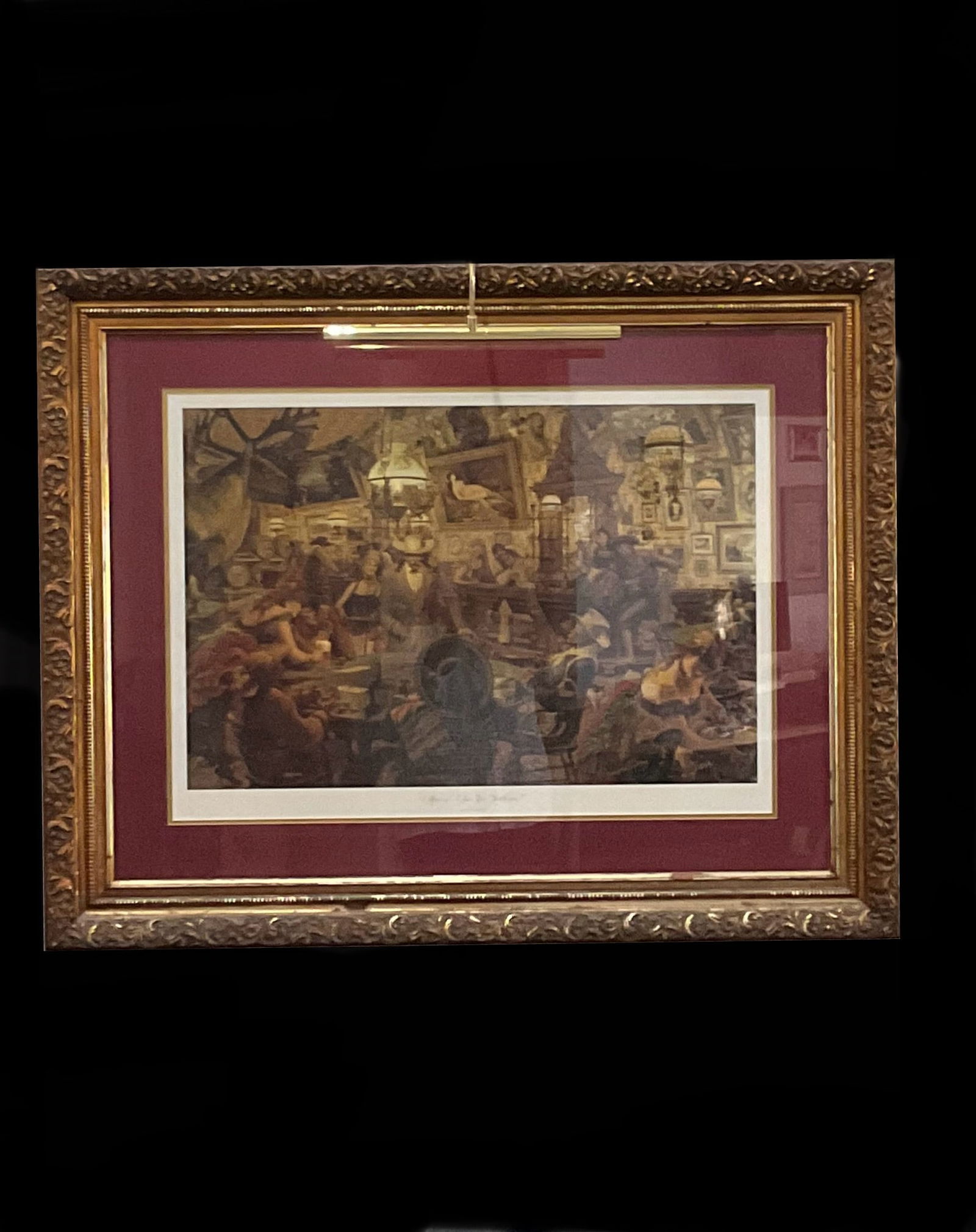 Arnold Friberg (1913-2010) Limited Edition Print "Mind if I Join You": A large Arnold Friberg print dated 1989, limitied edition of 1500, numbered 72/1500. Beautifully framed behind glass, it measures 39 x 48" with the actual art measuring 22 x 33". The piece is from the