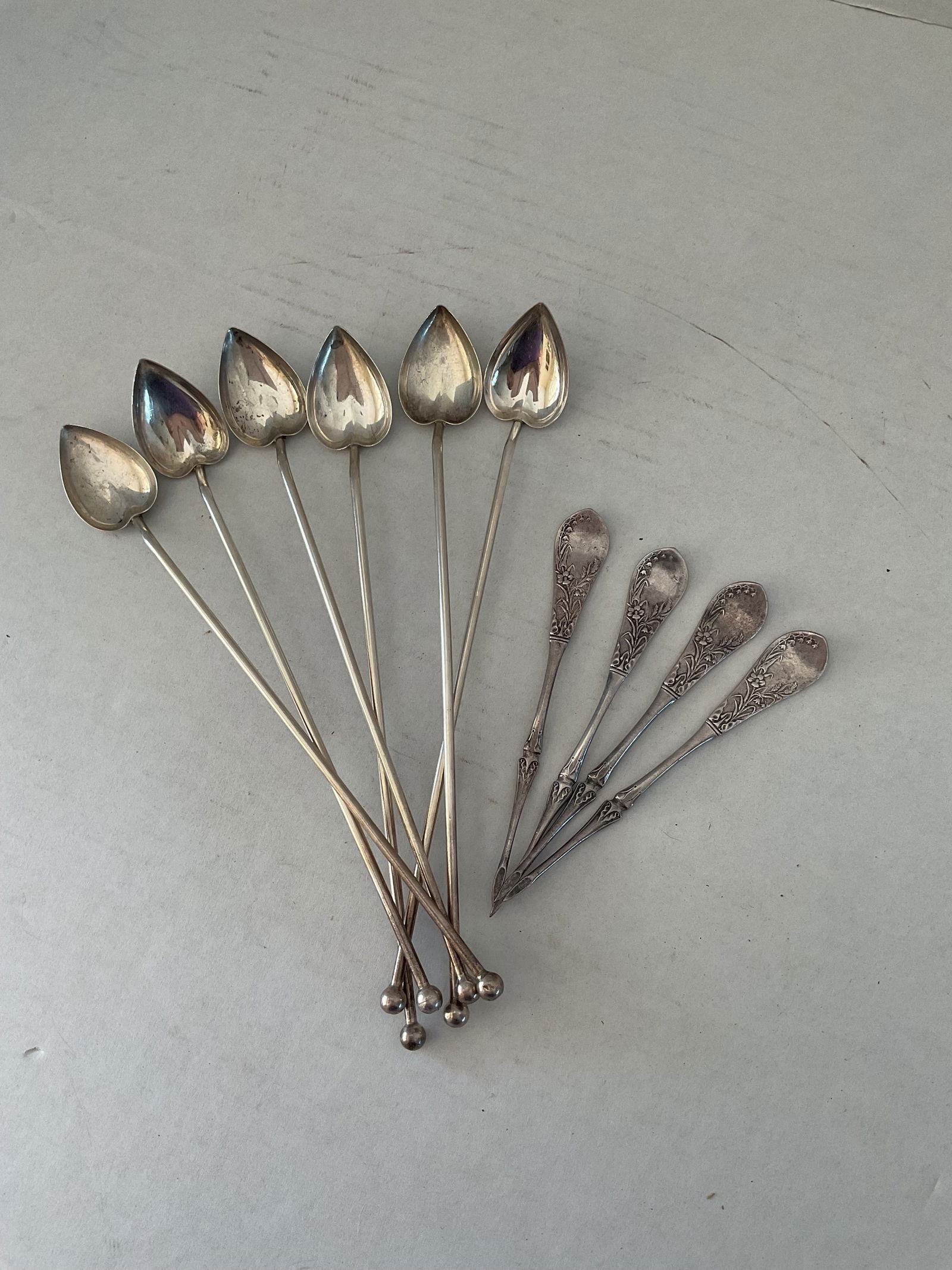 Collection of Sterling Silver, Six Vintage Iced Tea Sipping Spoons and Four Cocktail Picks (1 of 7)