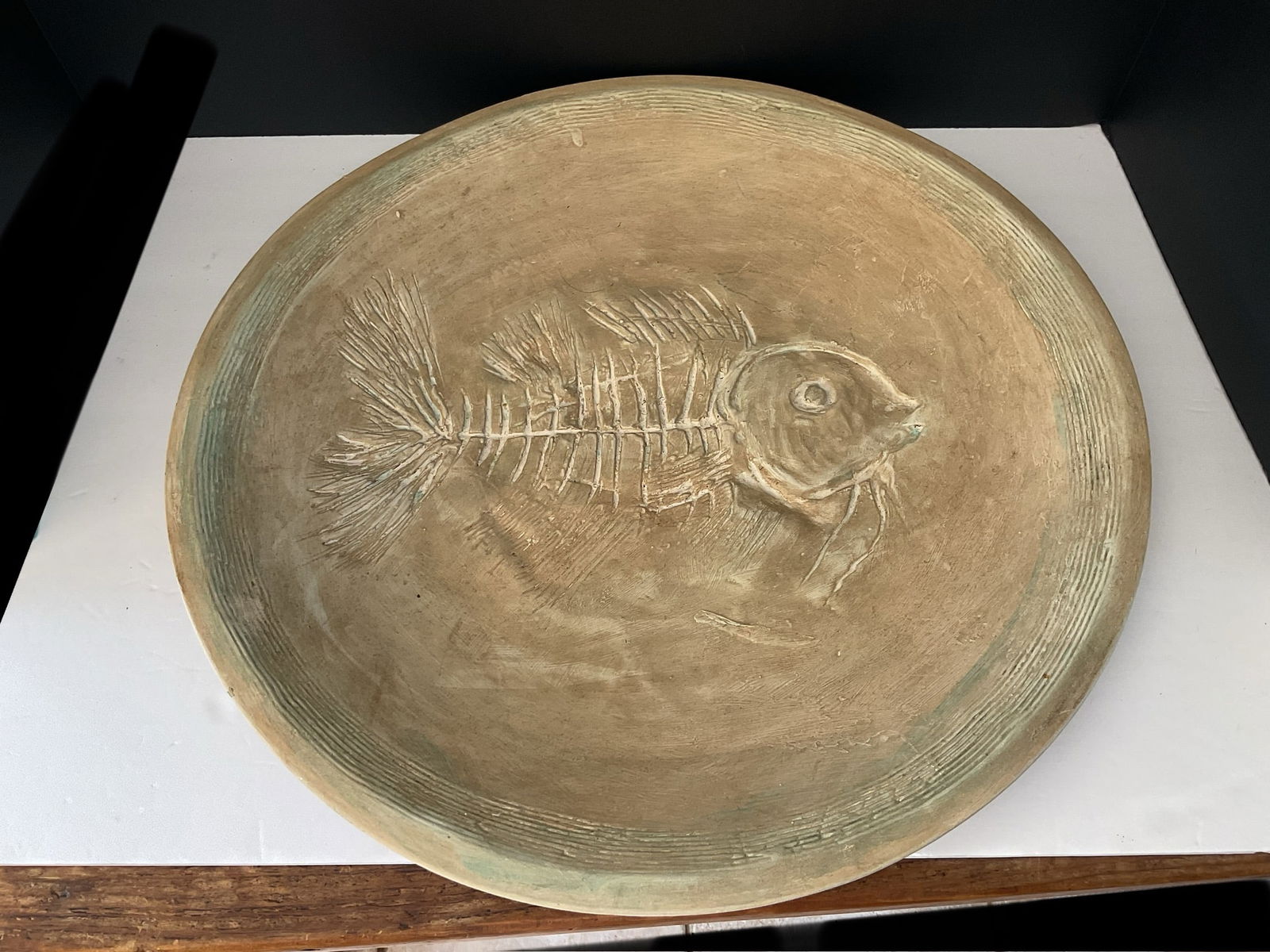 Handmade Console Bowl with Fish Bone Imprint (1 of 5)