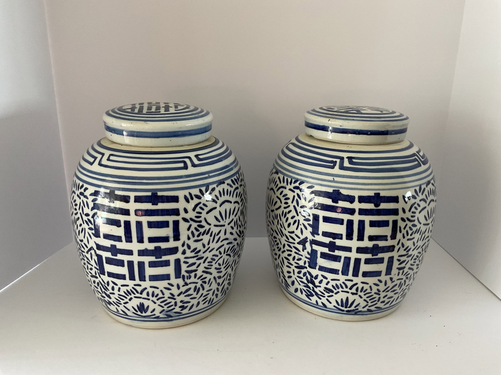Pair of Chinese Double Happiness Ginger Jars (1 of 6)