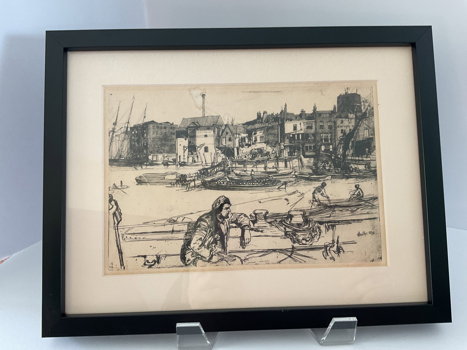 James Abbott Whistler (1834 - 1903) Engraving titled "Black Lion Wharf" (1 of 8)