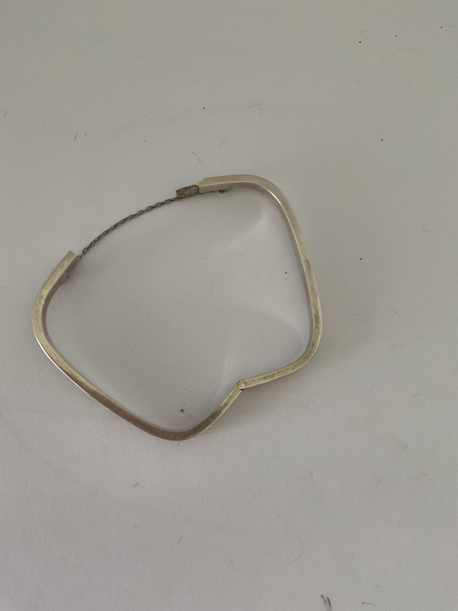 Vintage Etched Rectangular Sterling Silver Bangle - 3