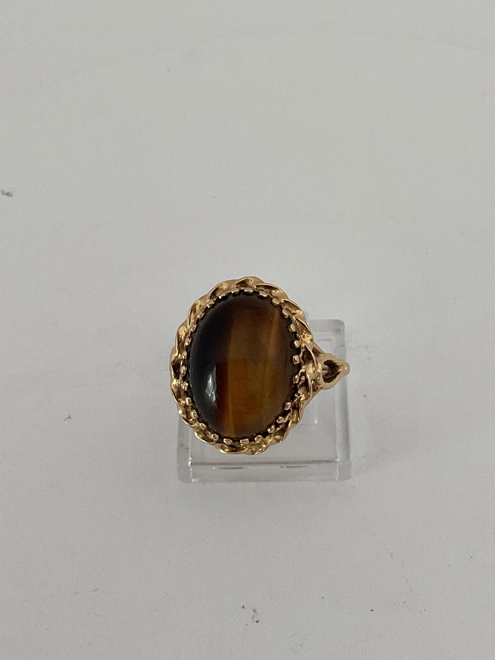 Retro Tigers Eye 14K Yellow Gold Size 7 Ring (1 of 5)