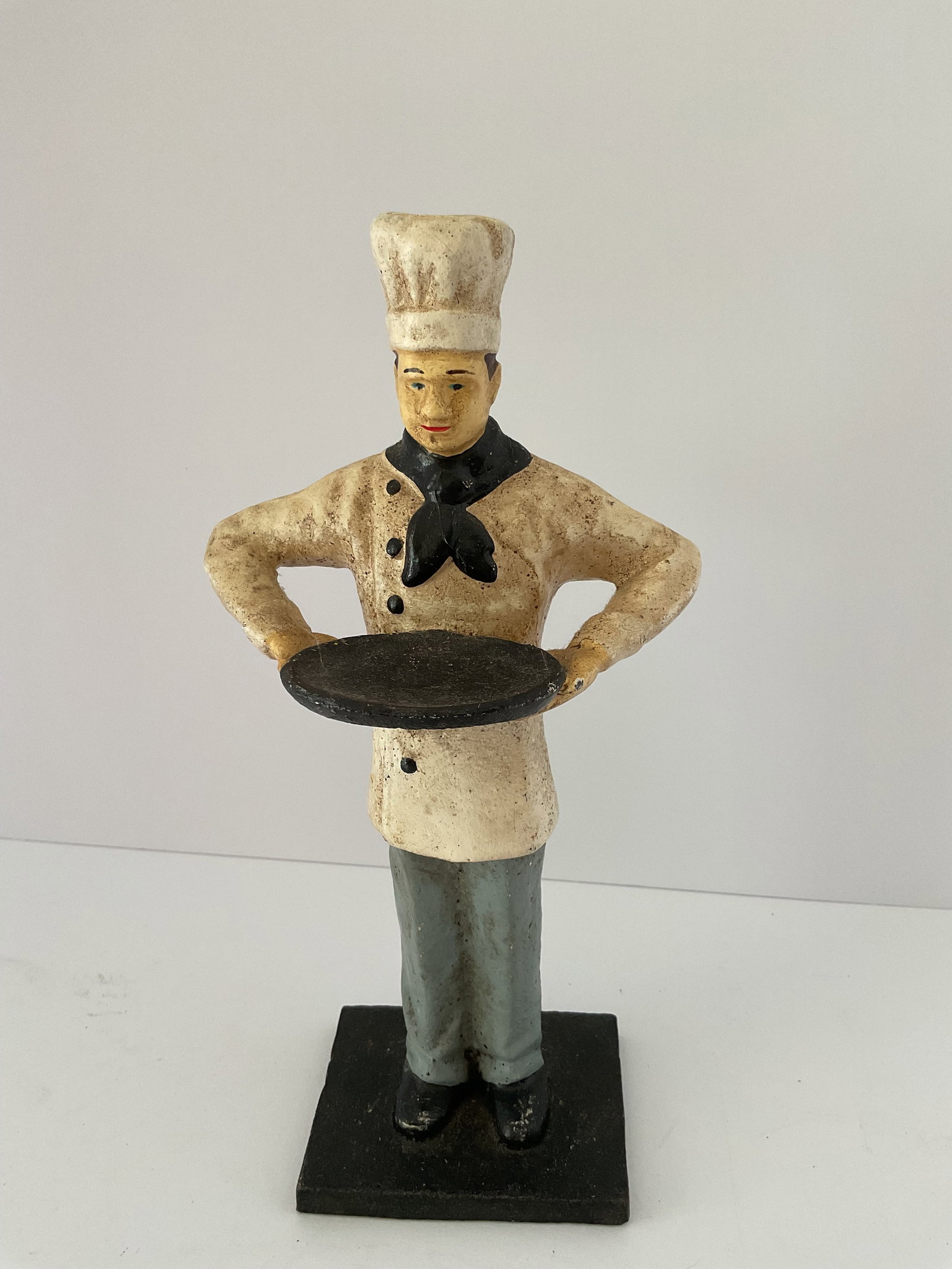 Rare Vintage Cast Iron Chef Standing with Platter (1 of 5)