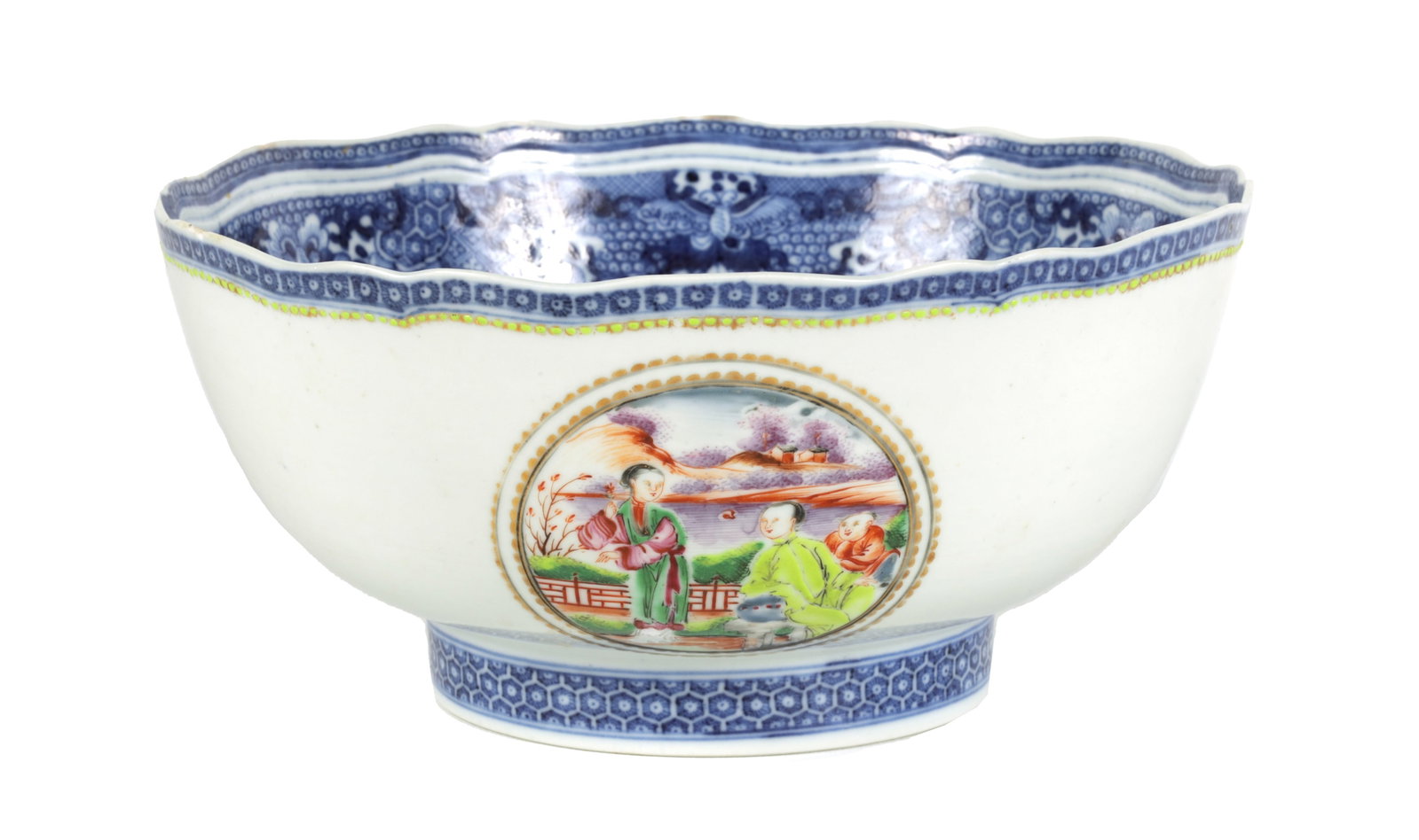 A Painted Porcelain Bowl: D: 28cm H: 11.5cm