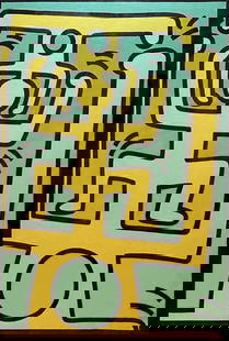 KEITH HARING(1958-1990), ATTRIBUTED TO,ACRYLIC ON CANVAS - Keith Haring (1958-1990), Attributed to,: 80 X 119.5cmKeith Haring (May 4, 1958 – February 16, 1990) was an American artist and social activist whose work emerged from the New York City street culture of the 1980s. Known for his bold,
