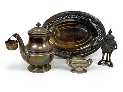 A Set Of Silver Tea Service: size vary