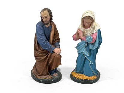 Two Sculptures Of Biblical Figures: H: 63 cm
