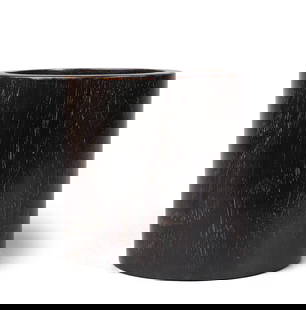 A Wooden Brush Holder: H: 16cm W: 15cm