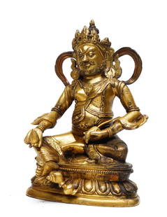 A Gilded Bronze Buddha Statue: H: 16cm W: 10.8cm