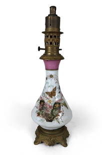 A Porcelain Lamp Stand: H: 40 cm.