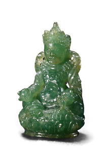 A Jadeite Buddha Statue: H: 2.6cm W: 1.9cm