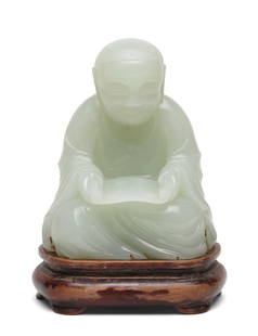 A Jade Figurine: H: 7.7cm(9.2cm Incl. base)