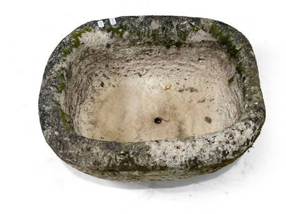 A Stone Basin: H: 30cm L: 45cm W: 39 cm.