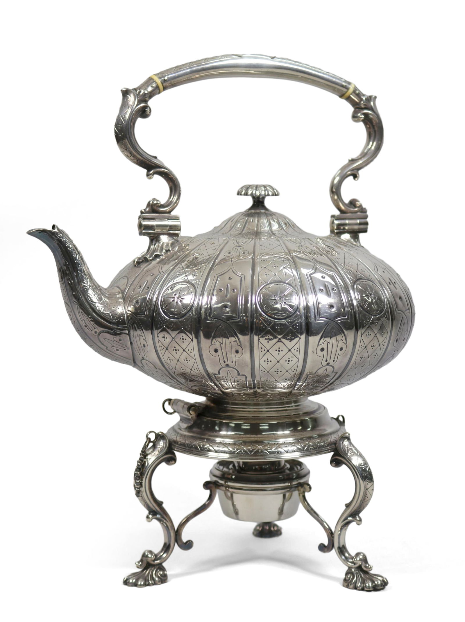 Silver Plate Elkington And Co Melon Form Spirit Kettle (1 of 1)