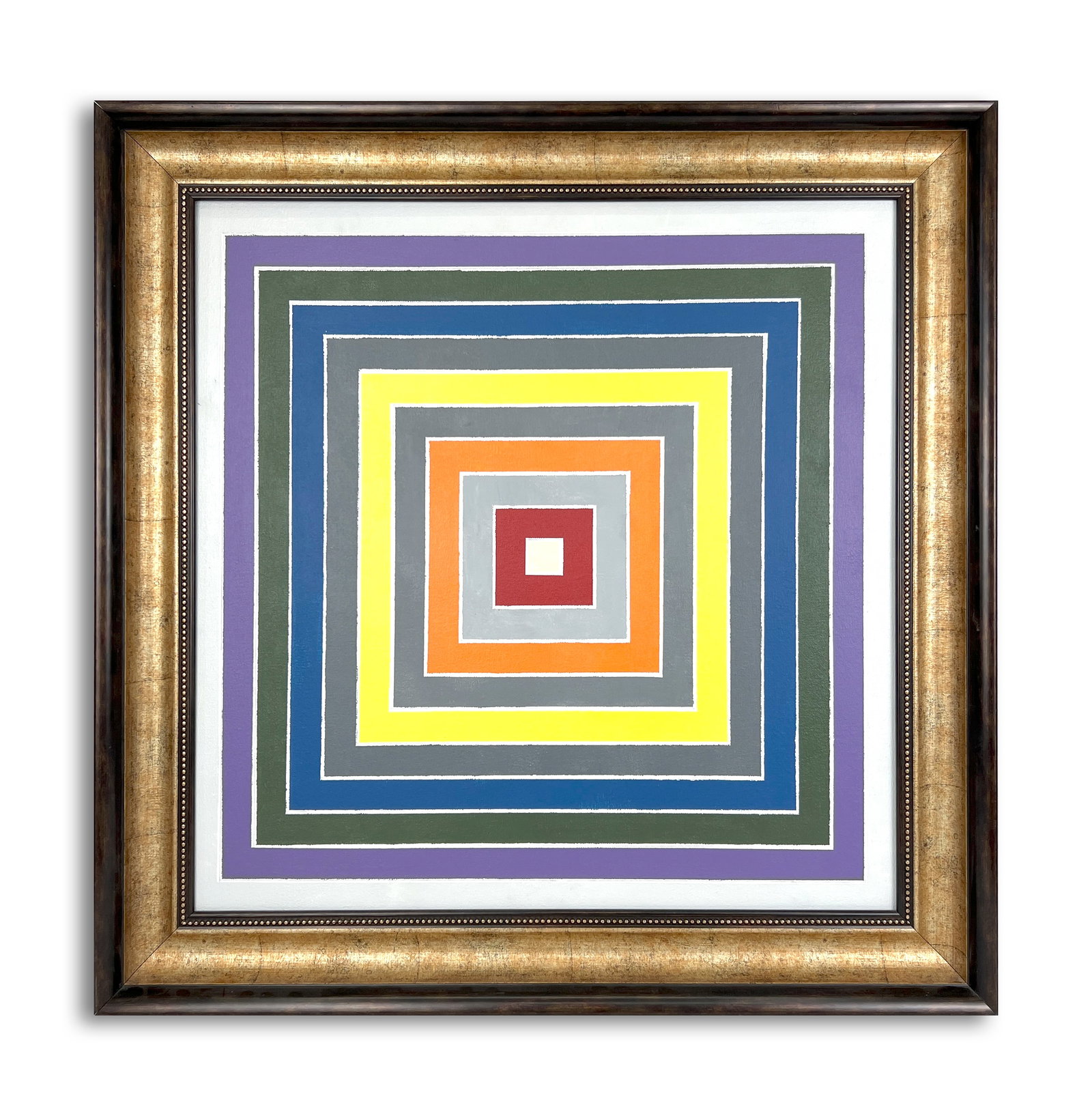 Frank Stella (B. 1936), Attributed to, Oil on Canvas: Dimensions: 60 x 60 cm Provenance: Kasmin Limited, London, 1962 This abstract painting is a powerful example from Frank Stella's influential Concentric Squares series, which the artist initiated in th