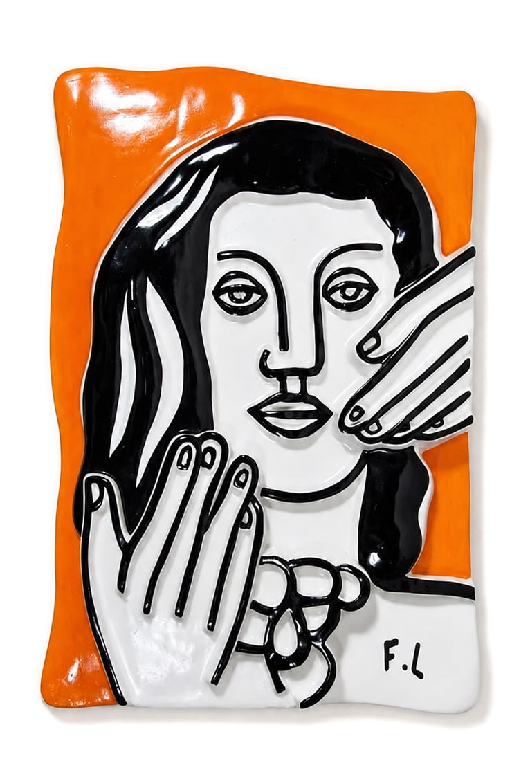 Fernand Léger, Visage aux deux mains sur fond orange (1 of 1)