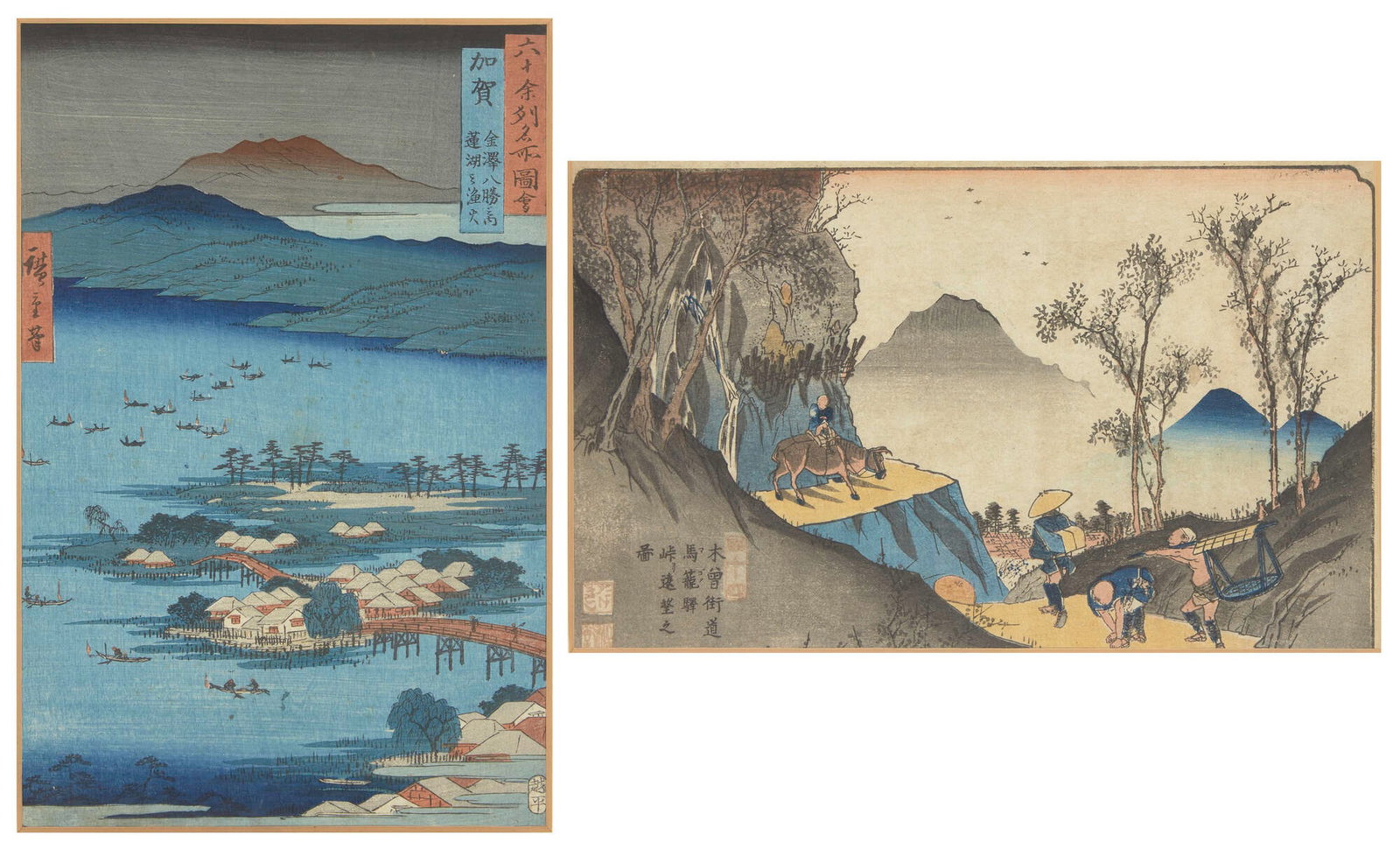 Utagawa Hiroshige Attr. Two Woodblock Prints in Colours (1 of 1)