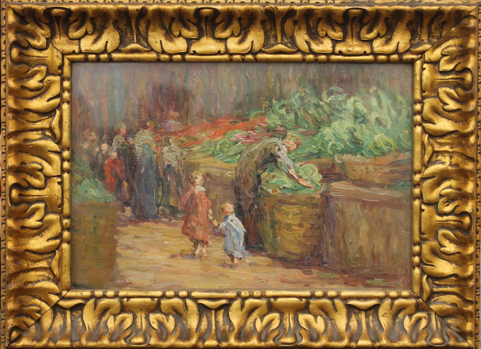 Paul Florens Attr. The Vegetable Market, oil on canvas: Paul Florens (1920-1960) The Vegetable Market oil on canvas Dimensions: Image size 33 × 24 cm. Description: A. J. Paul Florens, The Vegetable Market — The Green, oil on board, framed and glazed. A 