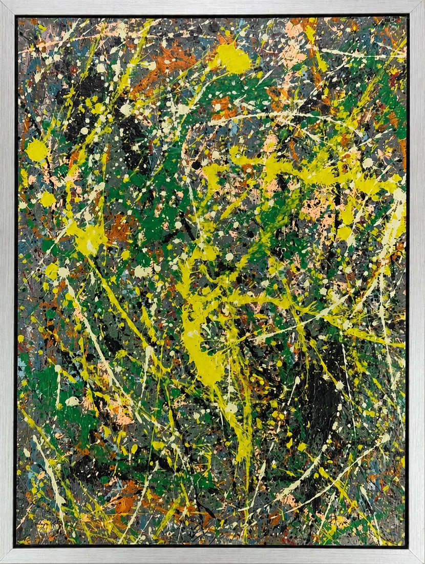 Jackson Pollock Attr. Composition with Yellow Strokes, oil and enamel on paper mounted on masonite (1 of 3)