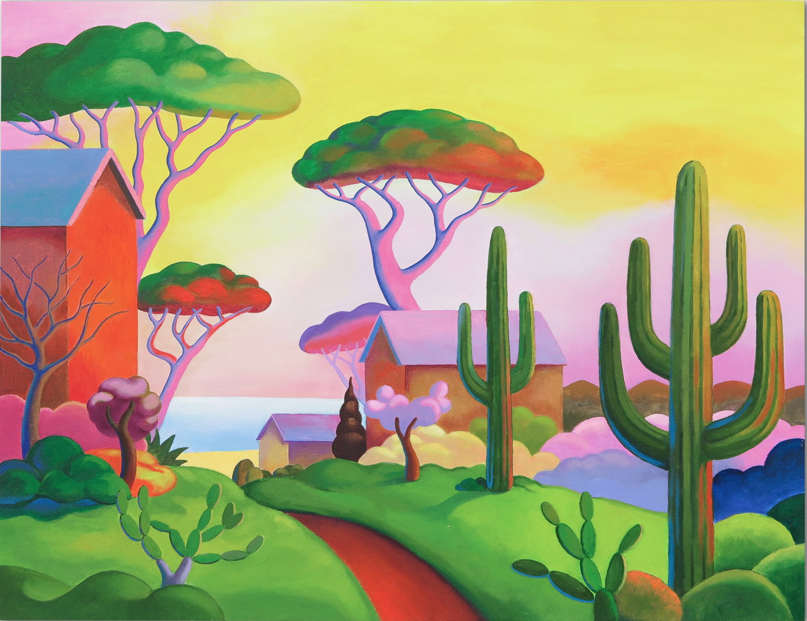 Salvo Attr. Mediterraneo, oil on canvas: Salvo, Salvatore Mangione (1947–2015) Mediterraneo signed 'Salvo''Mediterraneo' reverse oil on canvas Provenance: AMINTA, Siena Dimensions: Image size 90 × 70 cm. Description: Salvo, oil on